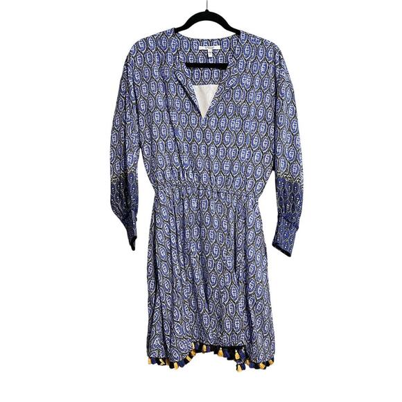 Derek Lam 10 Crosby Cassia Printed Boho Fringe Trim Dress Size 6 - Picture 1 of 13